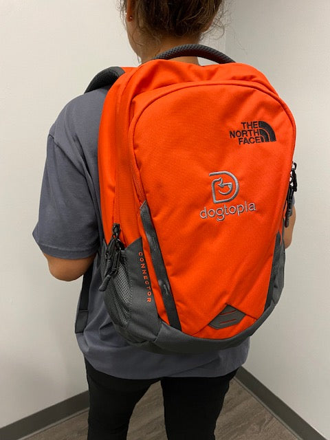 north face backpack orange grey North Face Backpack Tibetan Orange Limited Edition – Dogtopia Shop