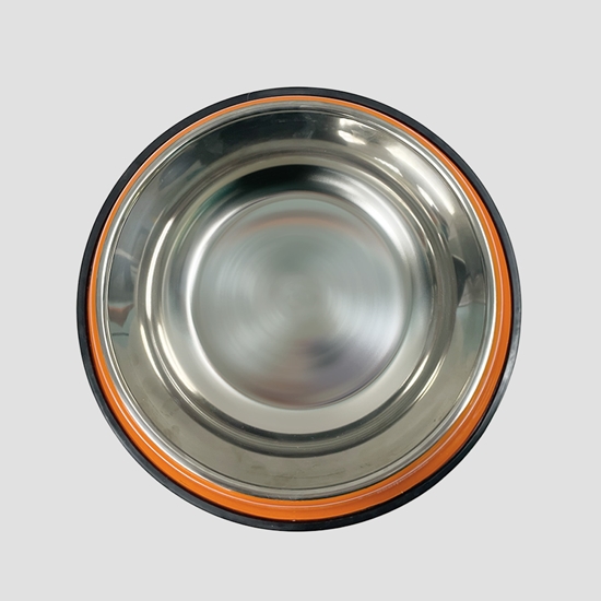 Dog Bowl Stainless Steel Orange Large Retro nonskid 13" x 11 1/8" x 3 3/8" - DOGBWSSDTORLG