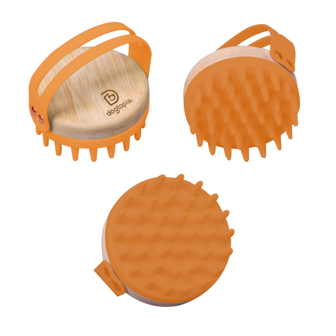 Spa Bath Brush, Deshedding & Massaging, Bamboo Round Orange - SPATLB1DTRD